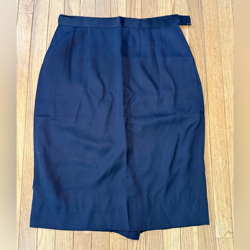 1960s VINTAGE NAVY PENCIL SKIRT LARGE